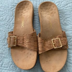 Vionic Slide Sandals , size 9 Gold Cork